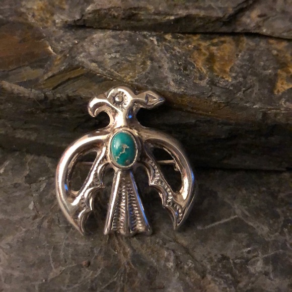 Felix Jo vintage sterling Navajo thunderbird pin - Picture 4 of 8